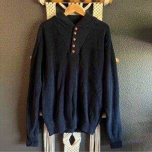 Vintage Lands End Knit Sweater Men’s M Navy Blue Grandpacore fisherman